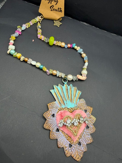 Pre-Order Gypsy South Flaming Heart Necklace