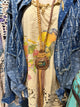 A Rare Bird Hand-Tooled Leather Stone Necklace