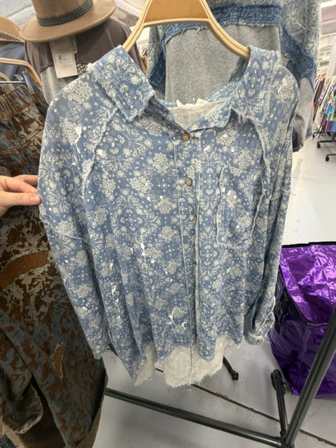 Pre-Order Oli & Hali Blue Button Top #ET0030
