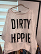 Jaded Gypsy Be Free Top Dirty Hippy in cream with black graphic lettering