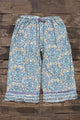 Garden Romance Bloomers in Teal Floral with lavender drawstring, ric-rac trim and frayed ruffle hems