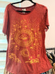Jaded Gypsy Moon Dance Tee in rust with golden eye, stars and crescent moon graphic