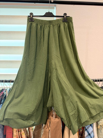 Jaded Gypsy Out and About olive wide-leg pants, front view