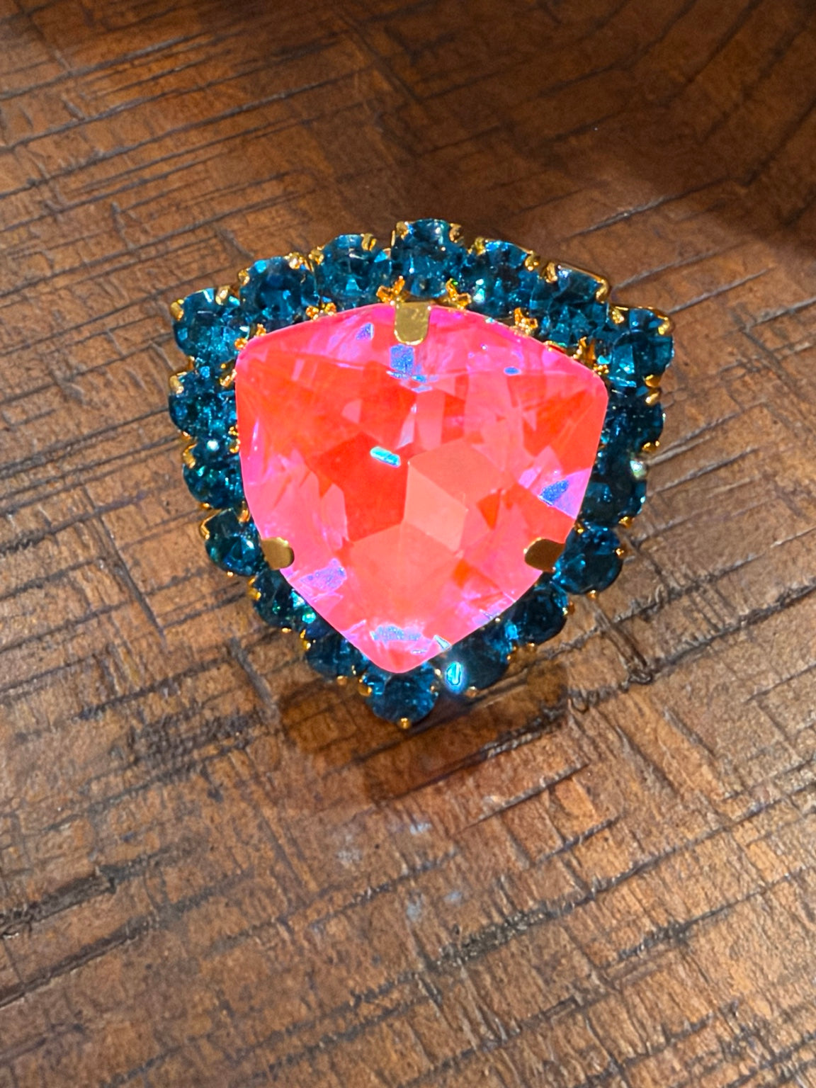 Dark pink and deep teal Jaded Gypsy statement ring