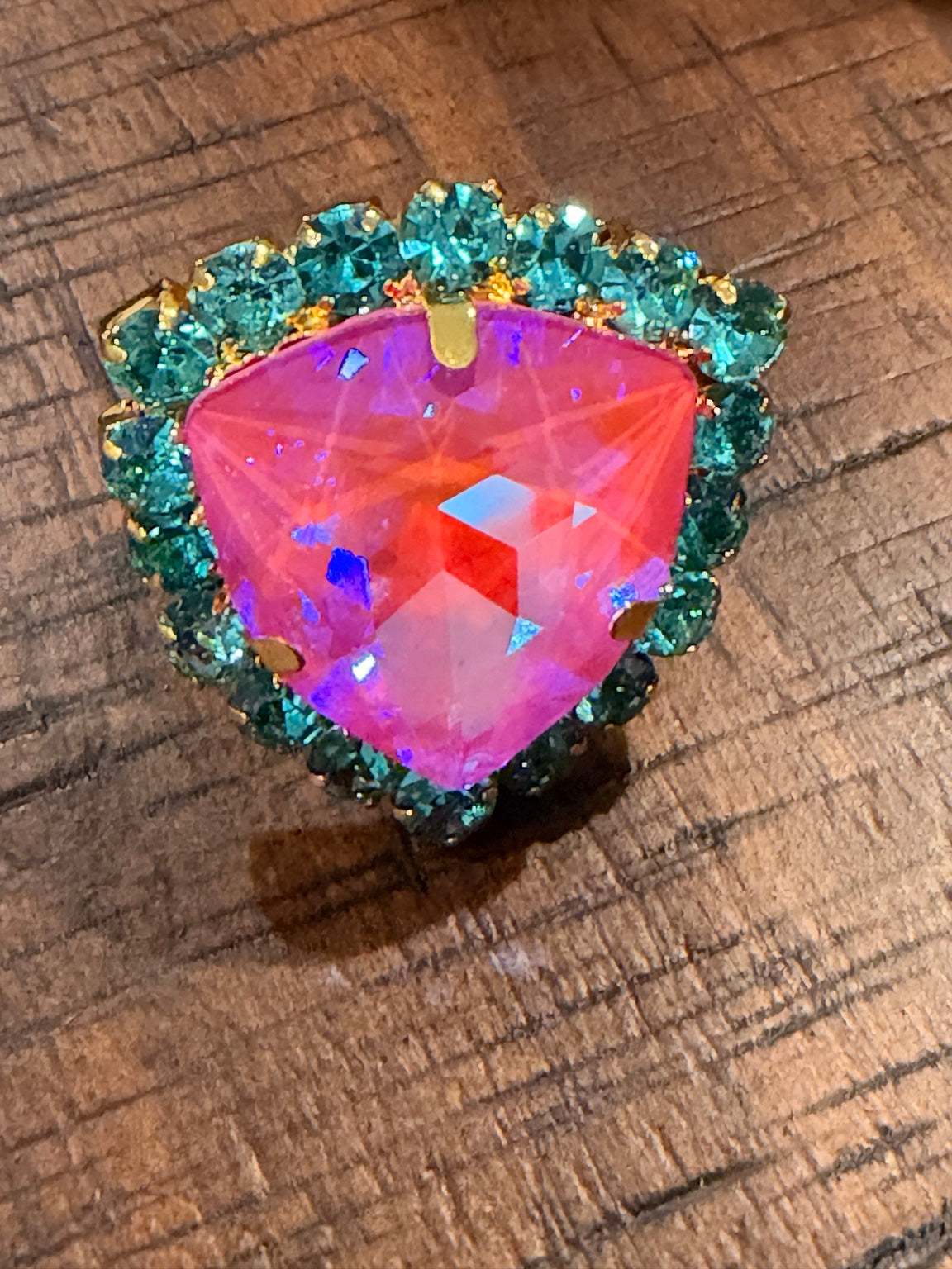 Light pink and aqua Jaded Gypsy statement ring