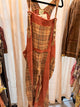 Jaded Gypsy Wildly Rooted Overalls in Ruby with plaid panels and a large bib pocket