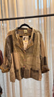 Worn Wander Jacket – Patch in earthy patchwork with decorative stitching, floral cuffs and front pockets