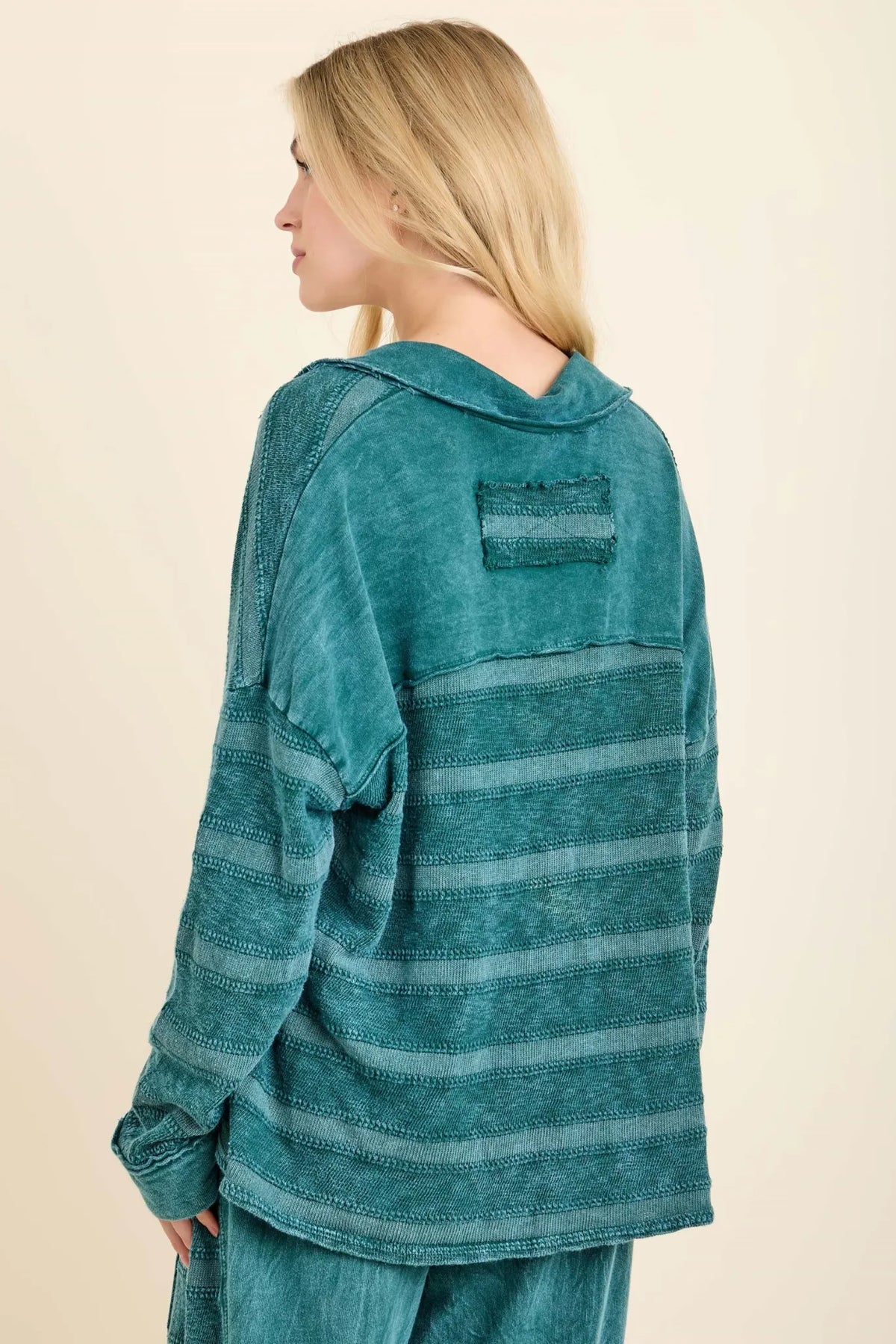 J.Her HT7630 top in Midnight Green, back view