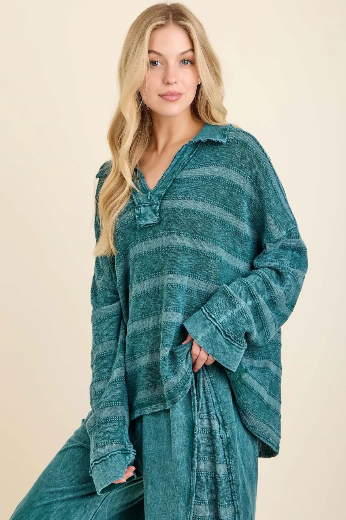 J.Her HT7630 top in Midnight Green, front view