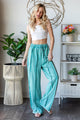 Oli and Hali JP0661 Aqua — Aqua Drift Raw-Edge Pants
