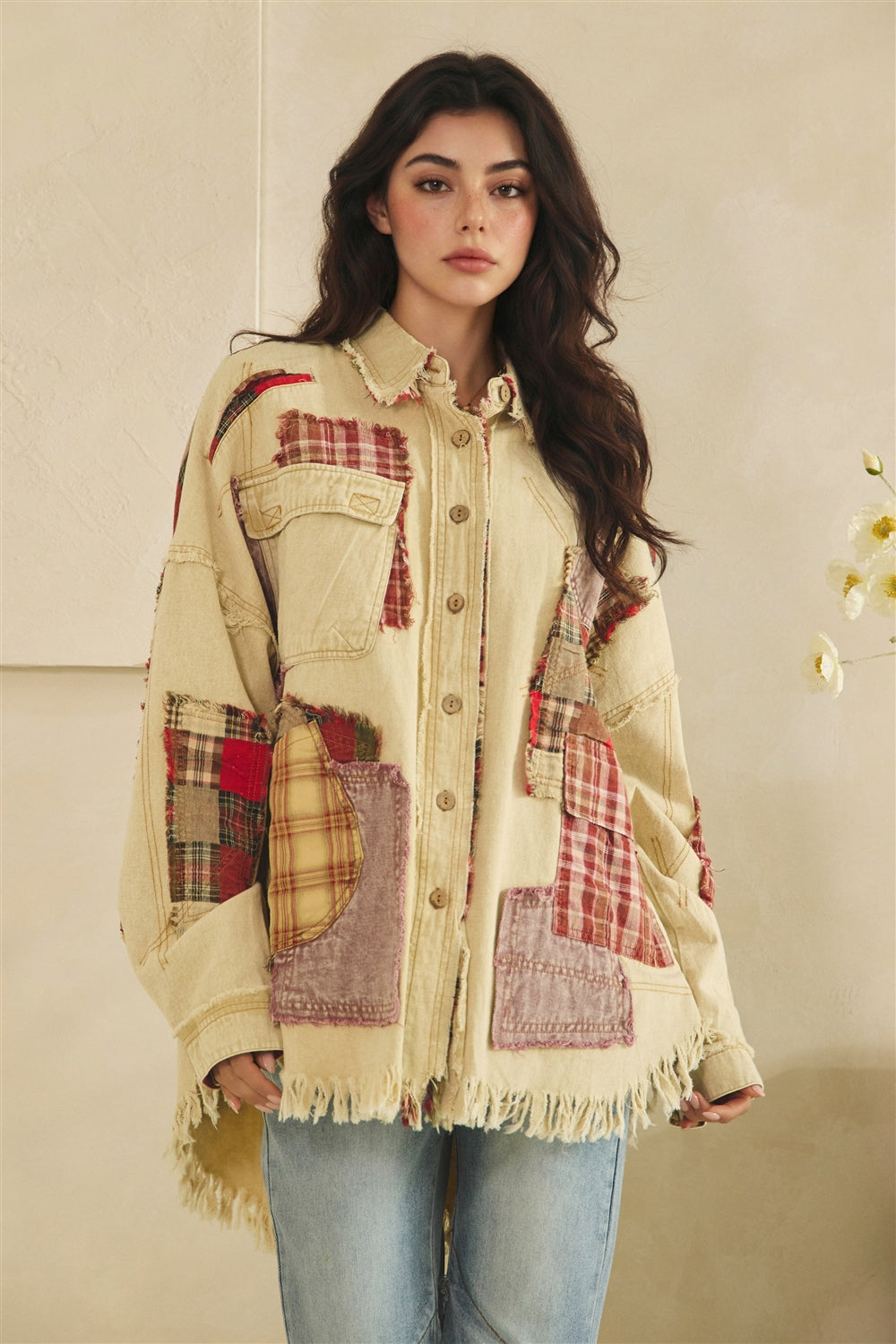 Oli and Hali JT0952 Tan/Brick — Rustic Ramble Multi-Pocket Shacket