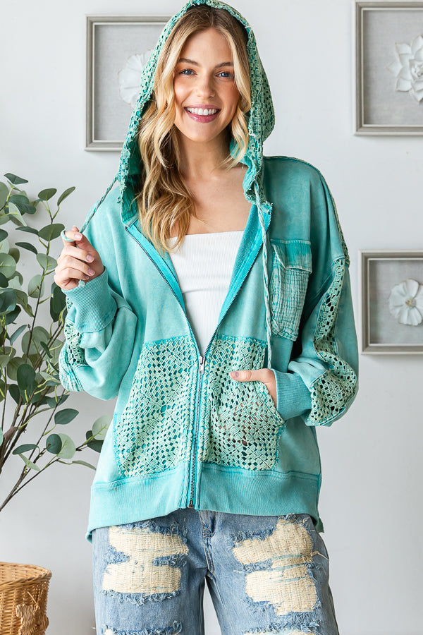 Oli and Hali MJ1084 Mint — Mint to Wander Twist-Back Zip Hoodie
