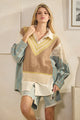 OLI AND HALI WASHED OVERSIZED BUTTON FRONT SHIRT WITH SWEATER VEST