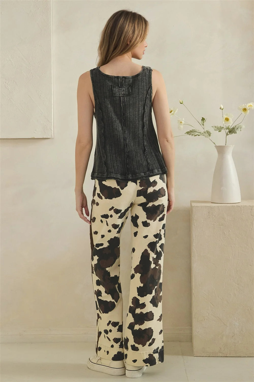 OLI AND HALI WASHED RIBBED KNIT OVERALL TOP