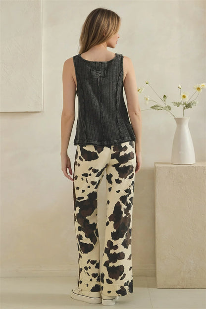OLI AND HALI WASHED RIBBED KNIT OVERALL TOP