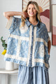 OLI AND HALI WASHED CROCHET PATCHWORK BUTTON DOWN SHIRT