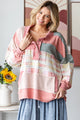 OLI AND HALI  WASHED MIXED FABRIC BUTTON COLLAR LONG SLEEVE TOP