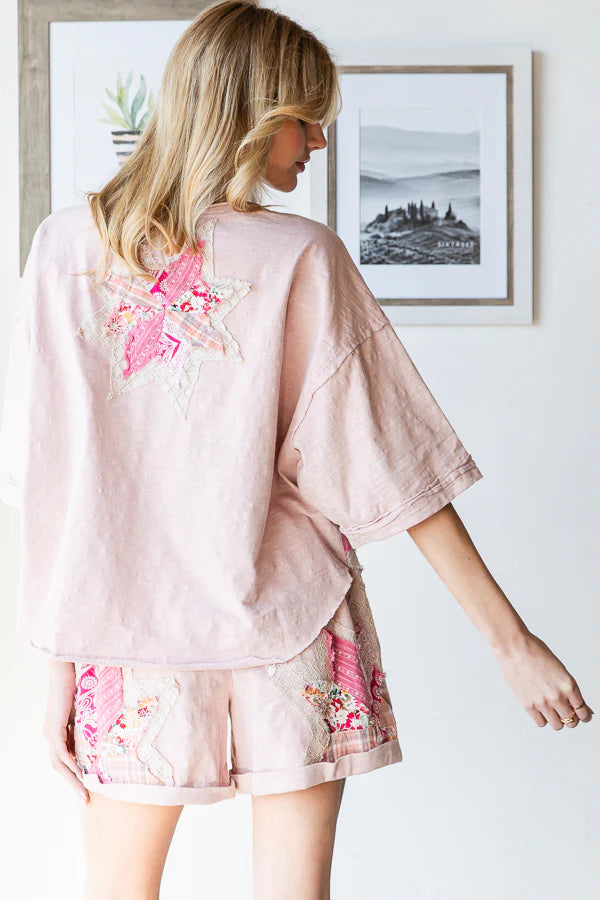Oli and Hali MULTI PRINT STAR PATCHWORK TOP