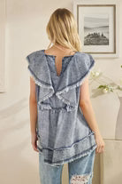 Oli & Hali WASHED RUFFLE COLLAR TENCEL SLEEVELESS TOP