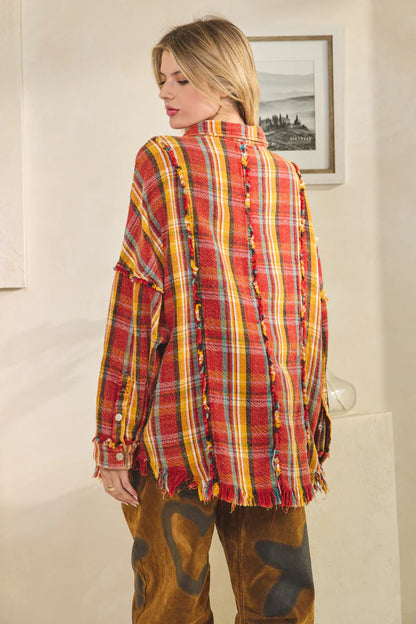 Oli and Hali WASHED PLAID SNAP BUTTONDOWN JACKET