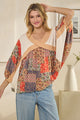Oli & Hali Washed Rib Crossed Patchwork Top