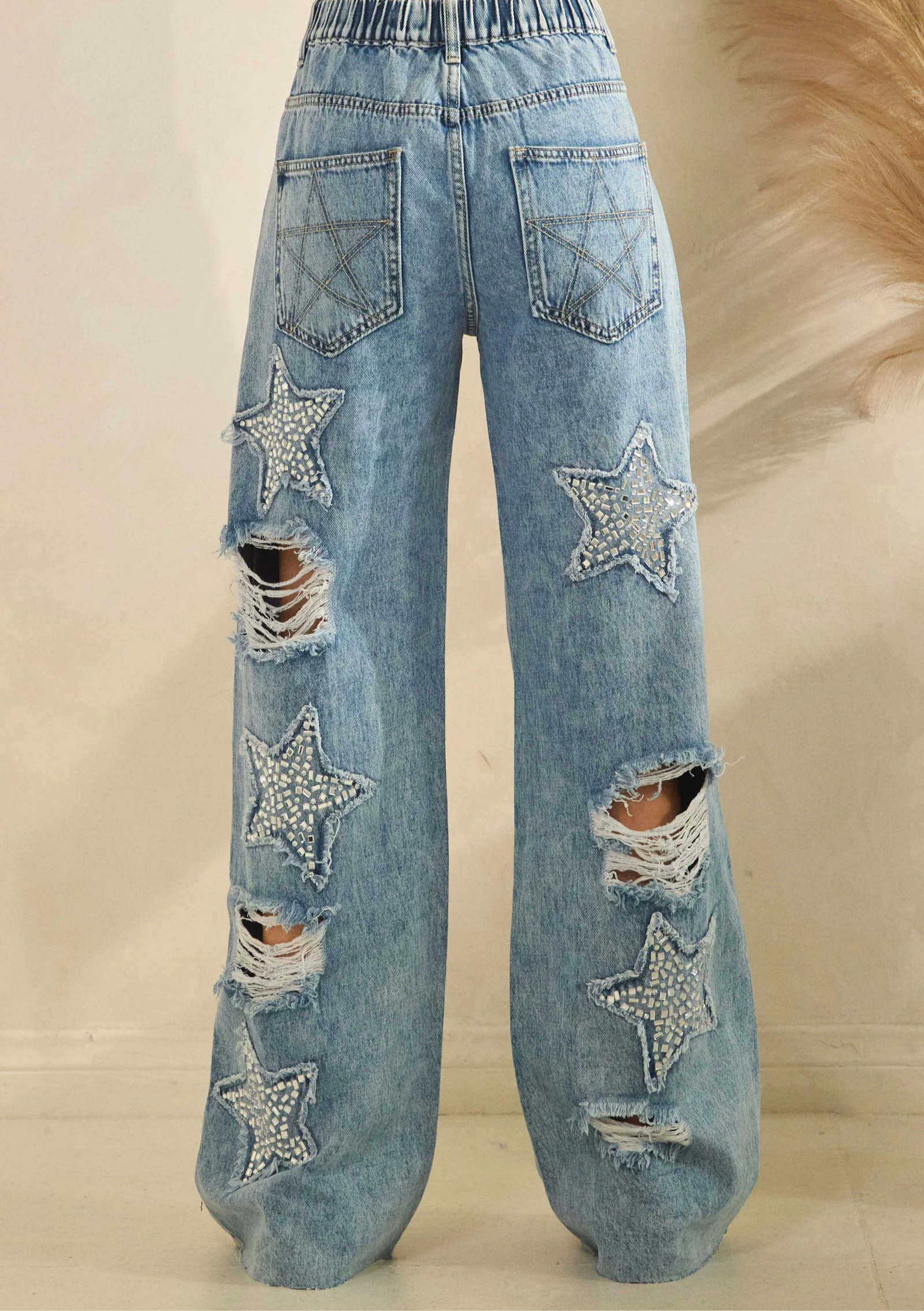 Oli and Hali WASHED STONE ON STAR DENIM PANTS