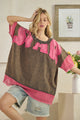 Oli & Hali  WASHED STAR PATCHWORK FINSH NET CONTRAST KNIT TOP