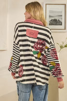 OLI AND HALI  ROSE PATCH STRIPE BUTTON DOWN SHIRT
