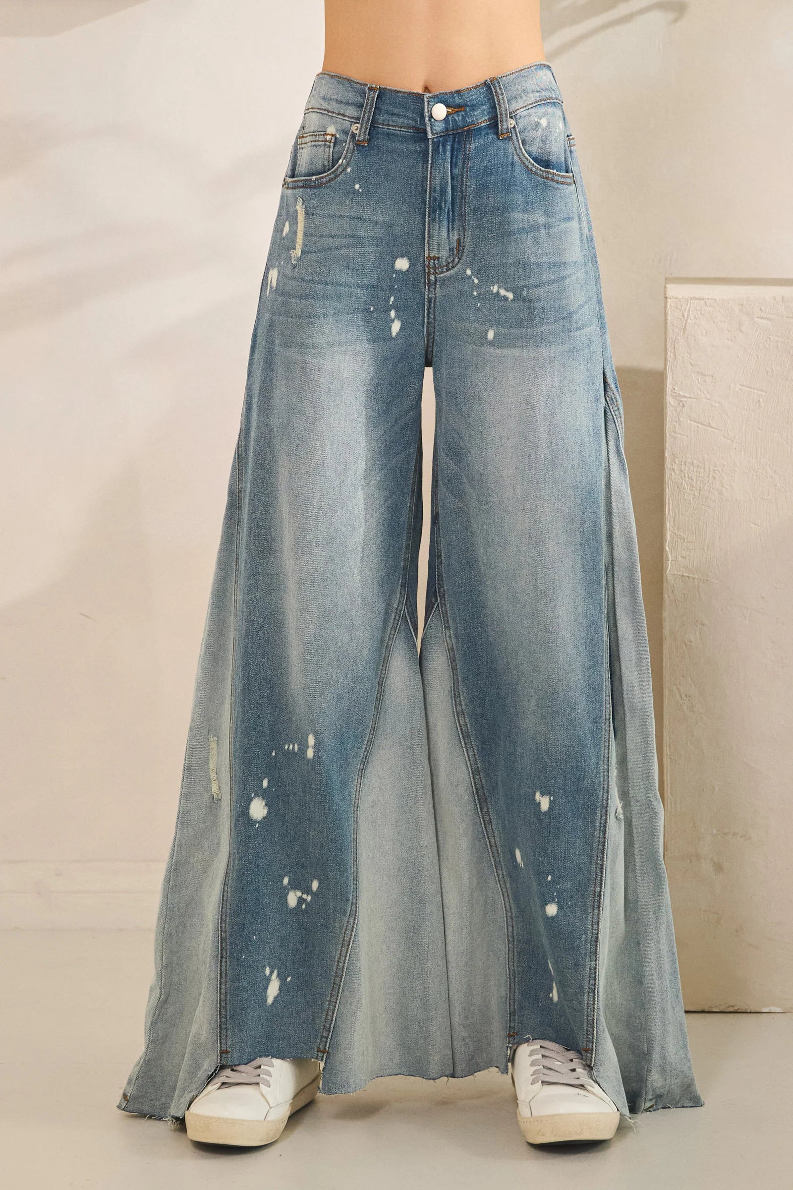 Oli & Hali Washed Bleach Wide Leg Jeans