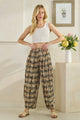 Oli and Hali Washed Plaid Paint Splatter Wide Leg Pants.