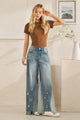 OLI AND HALI  WASHED BLEACHED WIDE LEG DENIM JEANS