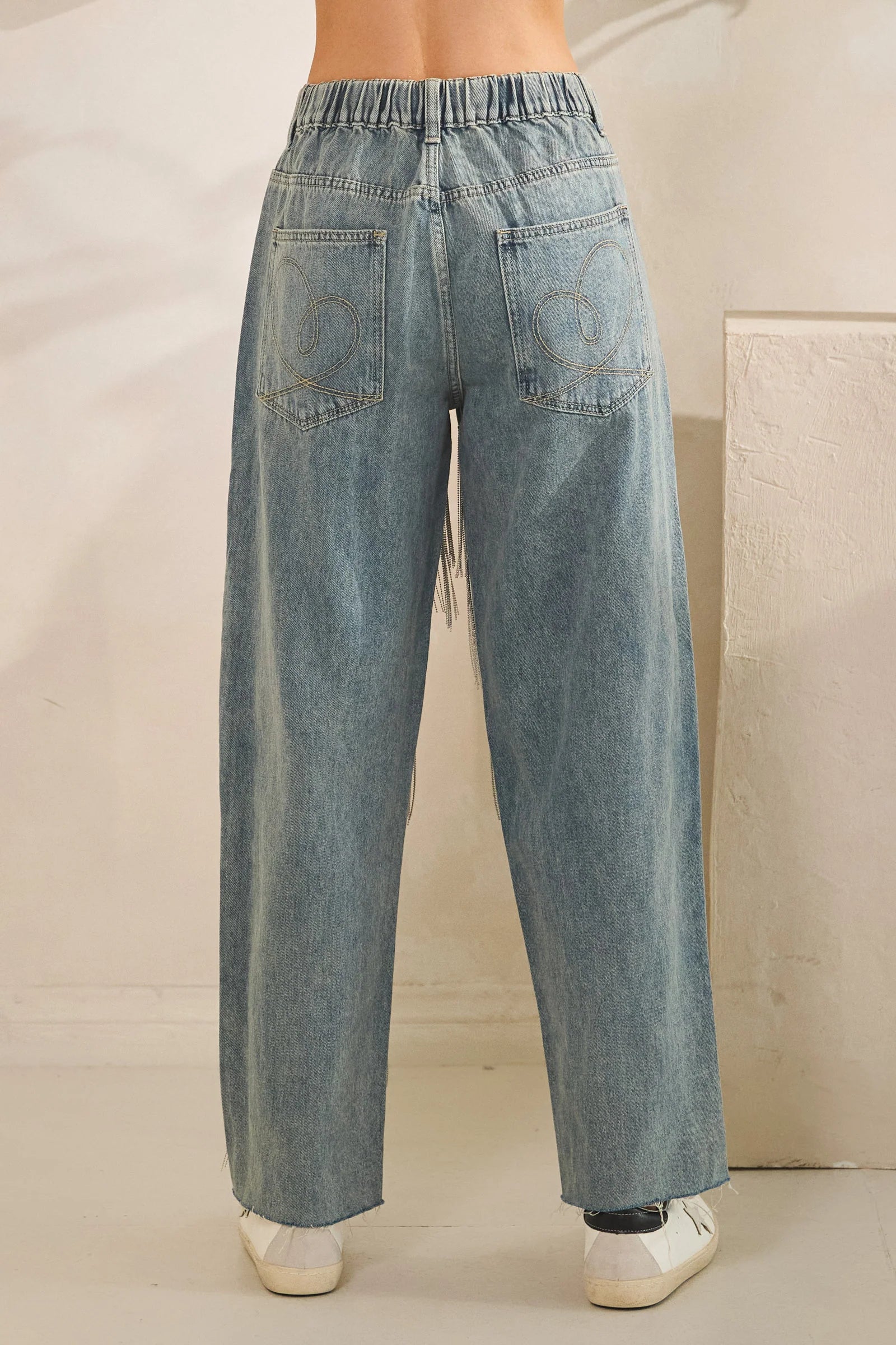 Oli and Hali BAGGY STRAIGHT JEANS WITH FRINGE