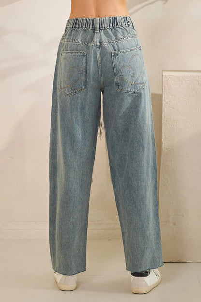 Oli and Hali BAGGY STRAIGHT JEANS WITH FRINGE