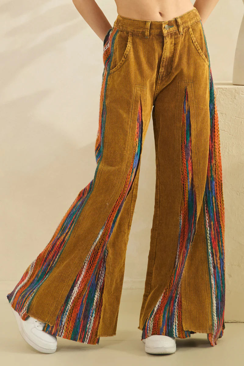 OLI AND HALI WASHED CORDUROY WIDE LEG PANTS
