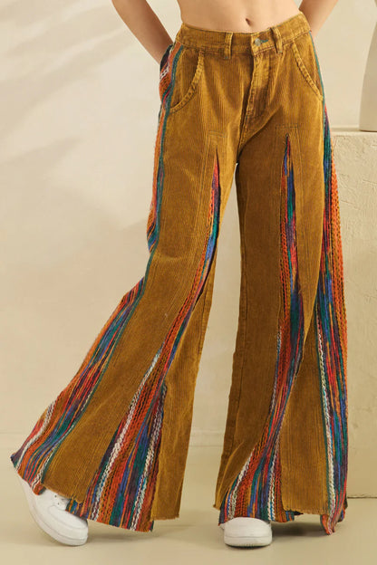 OLI AND HALI WASHED CORDUROY WIDE LEG PANTS