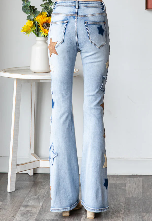 Oli and Hali  WASHED STAR PACTHWORK DENIM JEANS