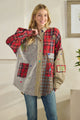 OLI AND HALI COLORBLOCK PATCHWORK PLAID BUTTON DOWN SHIRT