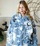 Daisy Applique Distressed Denim Jacket - Front View