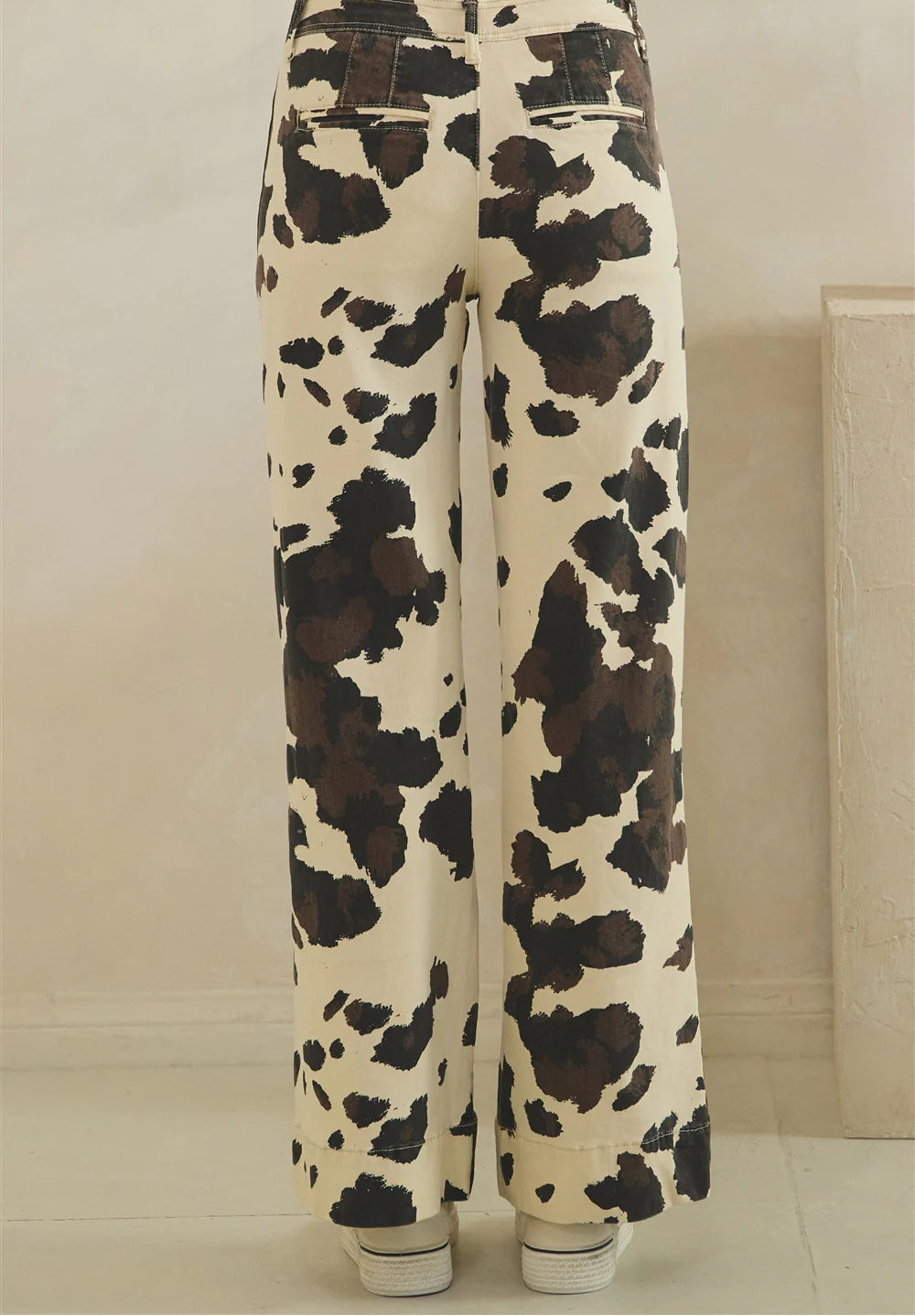 Oli and Hali Cow Print Detail Wide Leg Jeans - Back view