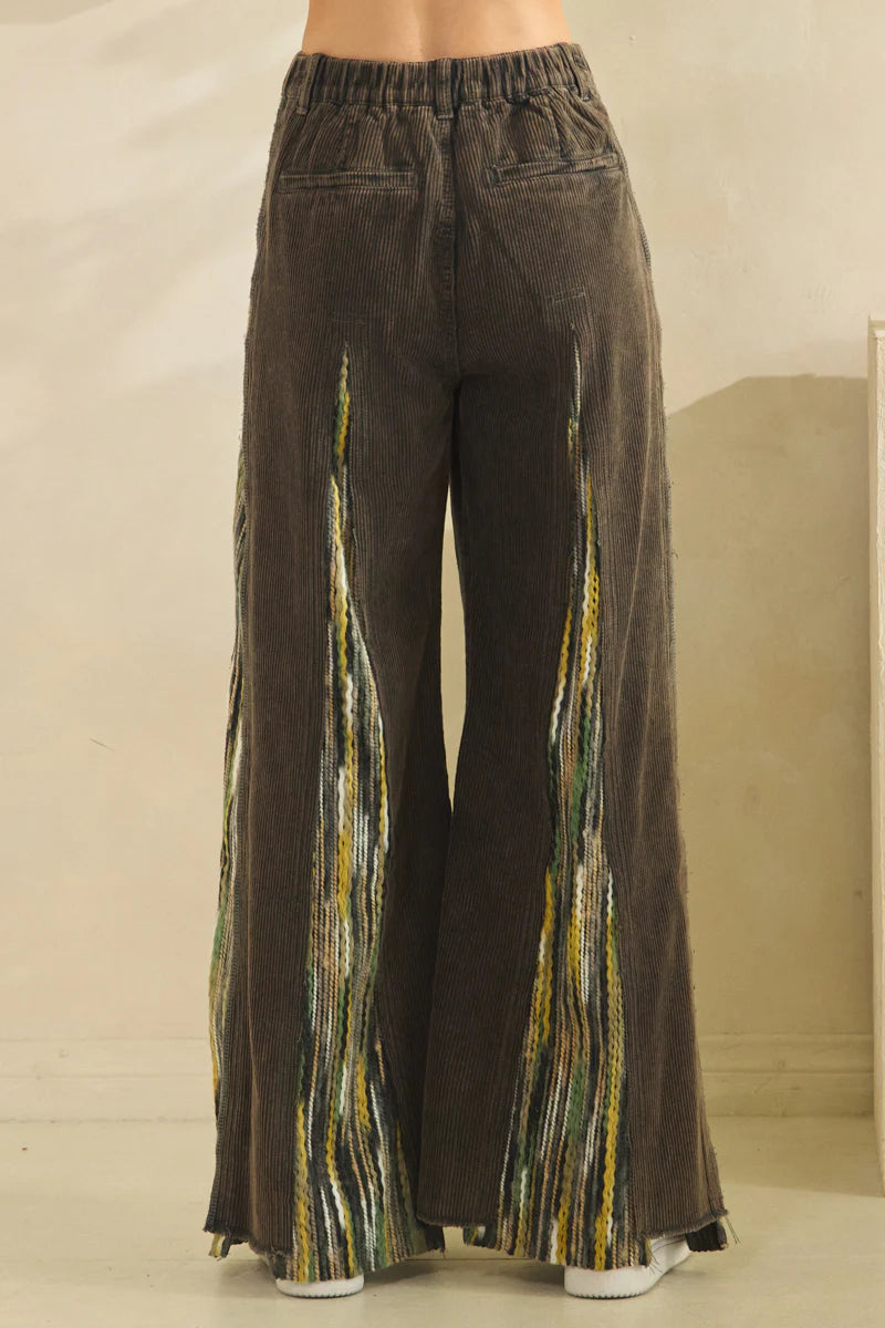 OLI AND HALI WASHED CORDUROY WIDE LEG PANTS