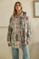 Oli and Hali Washed Leopard Floral Patch Mix Button Down Shirt - Front view