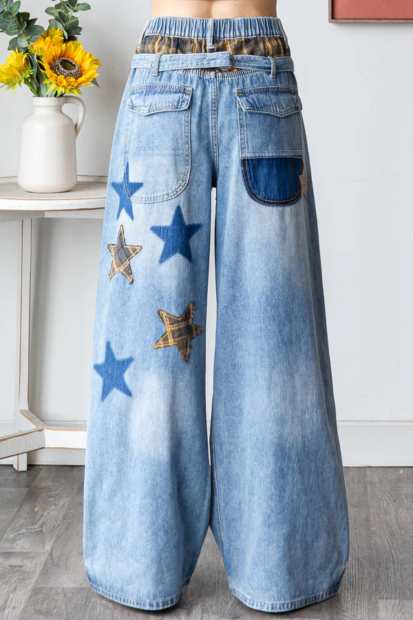Oli and Hali Love Wash and star Patch Jeans