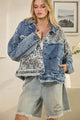 OLI AND HALI WASHED  LEOPARD CONTRAST DENUM JACKET