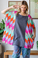 OLI AND HALI WASHED MULTICOLOR GEO PATCHWORK OVERSIZED TOP