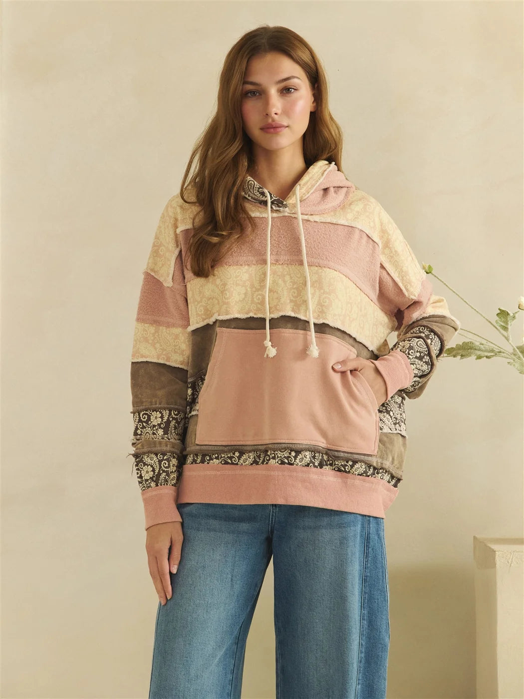 Oli and Hali Paisley Pinted Long Sleeve hoodie
