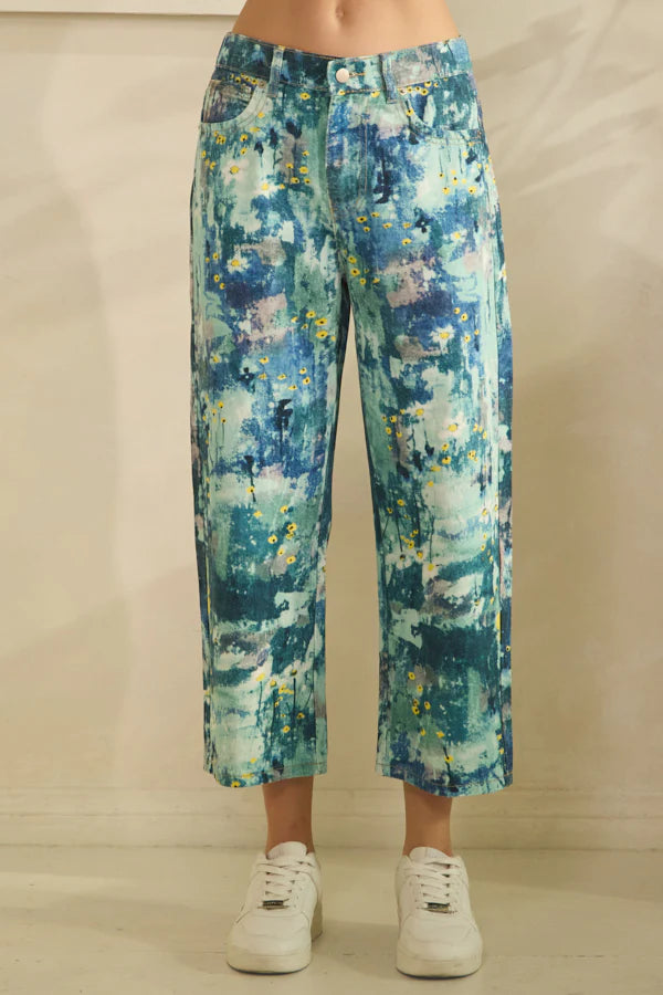 Oli & Hali Abstract Floral Printed Denim Jeans