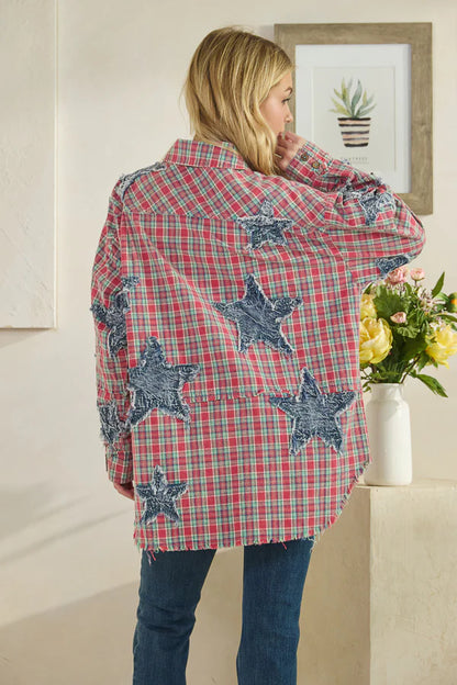 OLI AND HALI WASHED STAR PATCH BUTTON DOWN SHIRTS