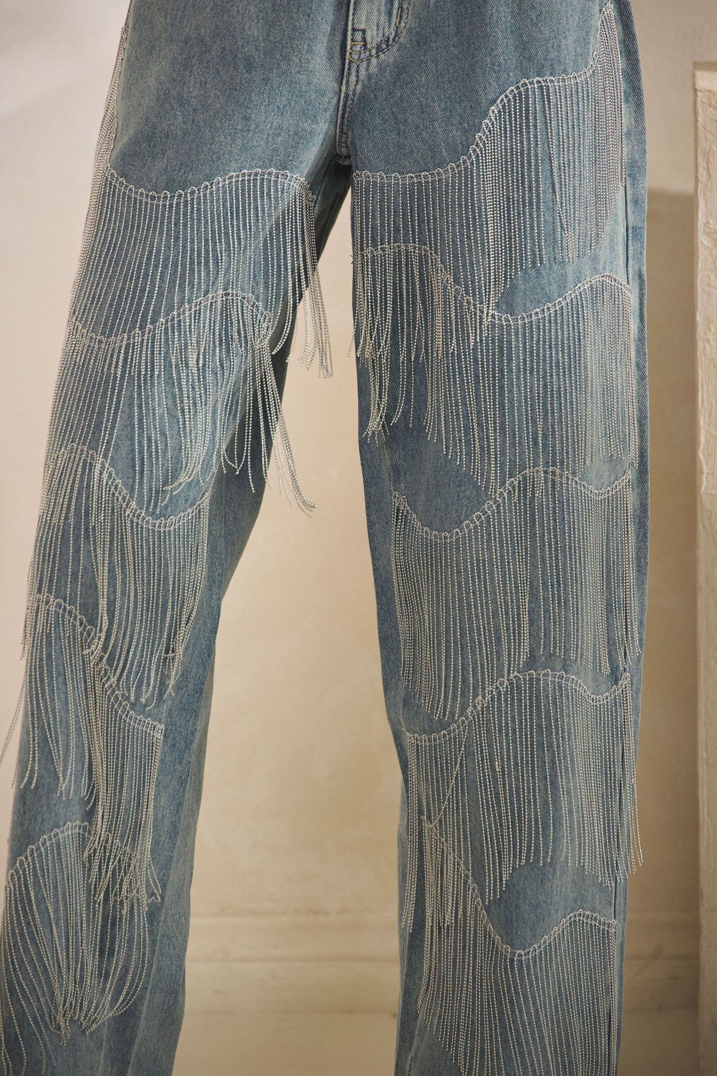 Oli and Hali BAGGY STRAIGHT JEANS WITH FRINGE