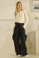OLI AND HALI WASHED ELASTIC WAIST STRING POINT BIG POCKET PANTS