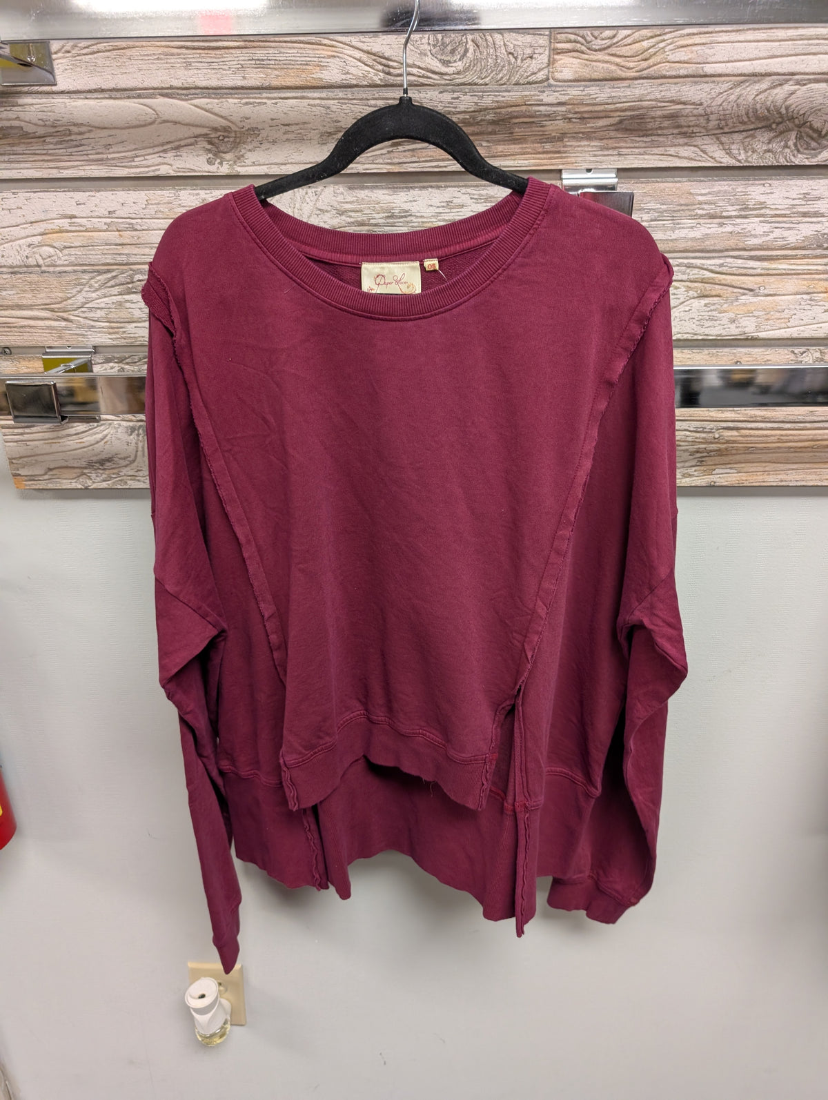 front of Paper Lace Exposed Seam Top C-816T